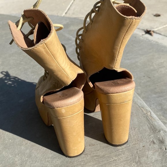 Gee WaWa leather lace-up open toe heels size 7 - Picture 5 of 7